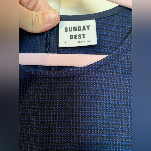 Women’s Aritzia Blue Checker Dress, Size 00, NWT - Picture 3 of 5